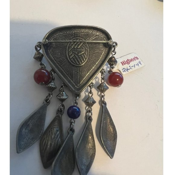BEN AMUN Vintage NWT Silver and Stone Brooch Pin Pendant 1980's - Picture 2 of 5